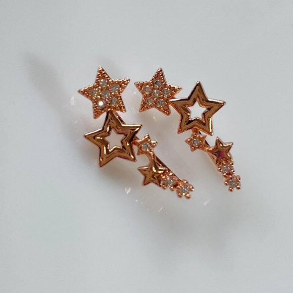 Rose Gold Shooting Stars Climber Earrings - Picture 2 of 10